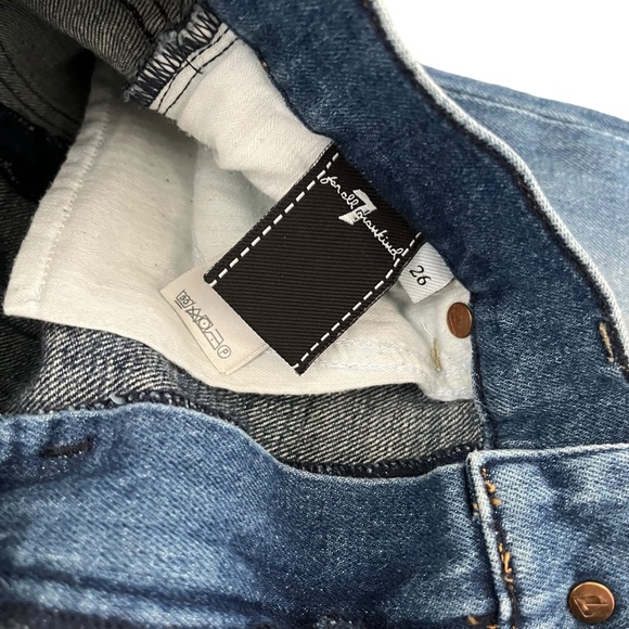 7‎ for all mankind patchwork denim distressed straight leg jeans - Picture 6 of 16